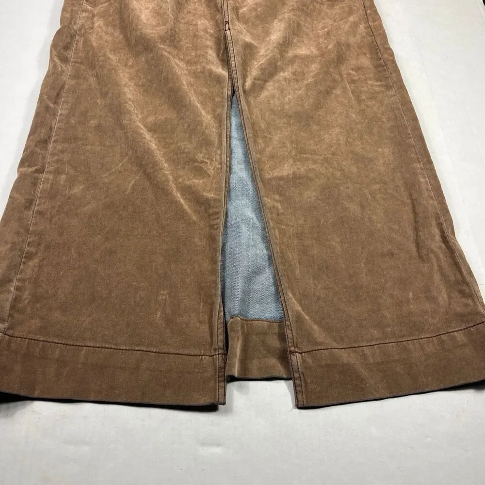 BDG Urban Outfitters Faux Suede Maxi Skirt 70s Brown Boho Casual Retroc Chic L - Picture 2 of 12